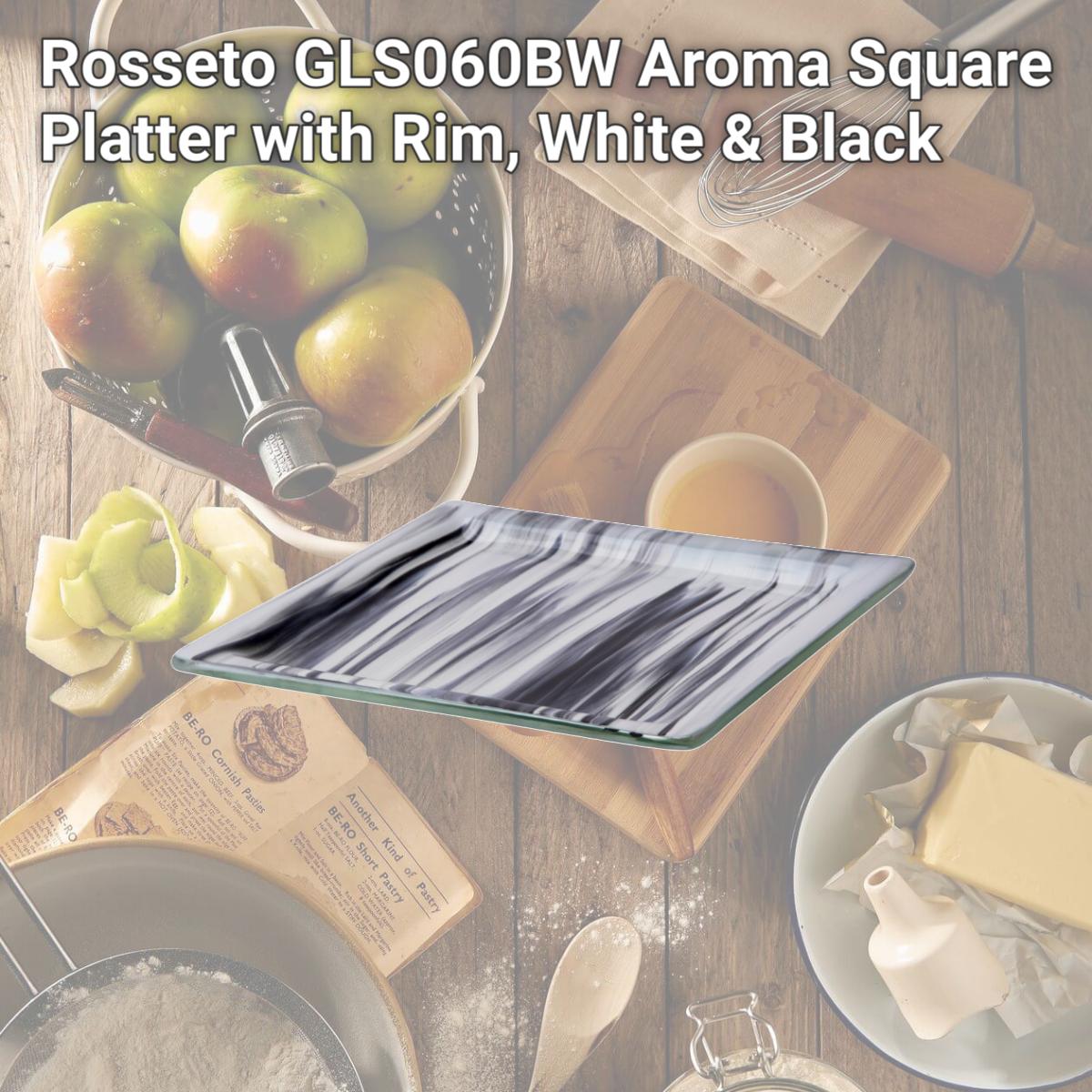Picture of Rosseto GLS060BW Aroma Square Platter with Rim, White & Black
