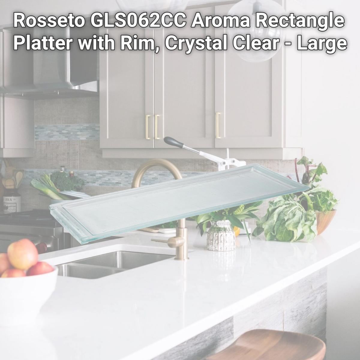 Picture of Rosseto GLS062CC Aroma Rectangle Platter with Rim, Crystal Clear - Large
