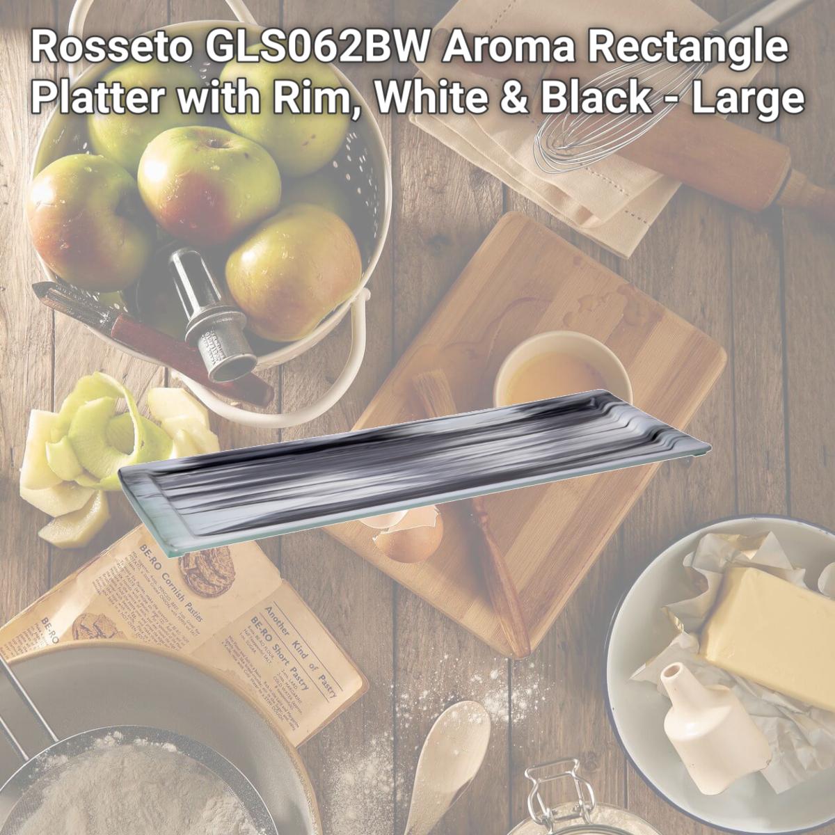 Picture of Rosseto GLS062BW Aroma Rectangle Platter with Rim, White & Black - Large