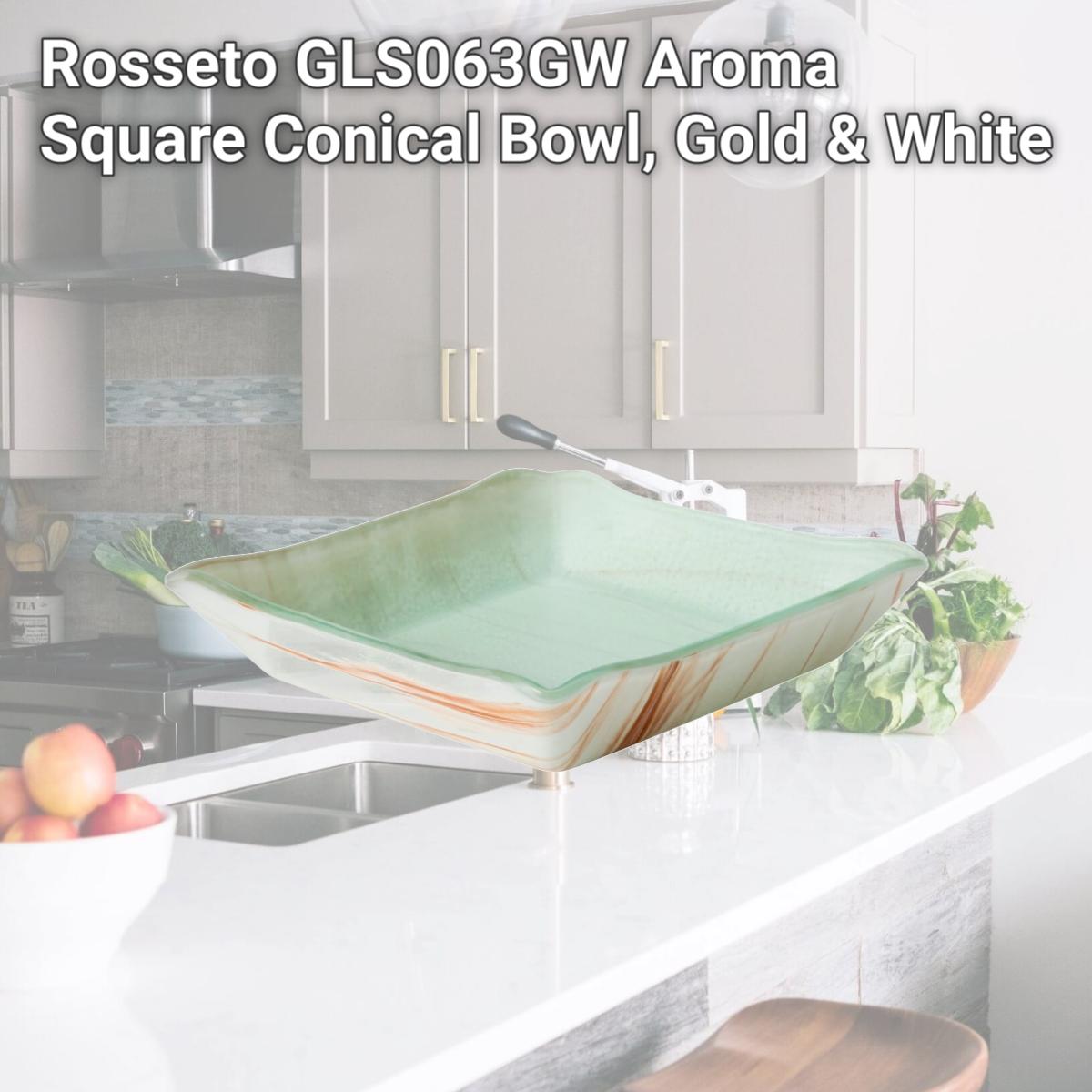 Picture of Rosseto GLS063GW Aroma Square Conical Bowl, Gold & White