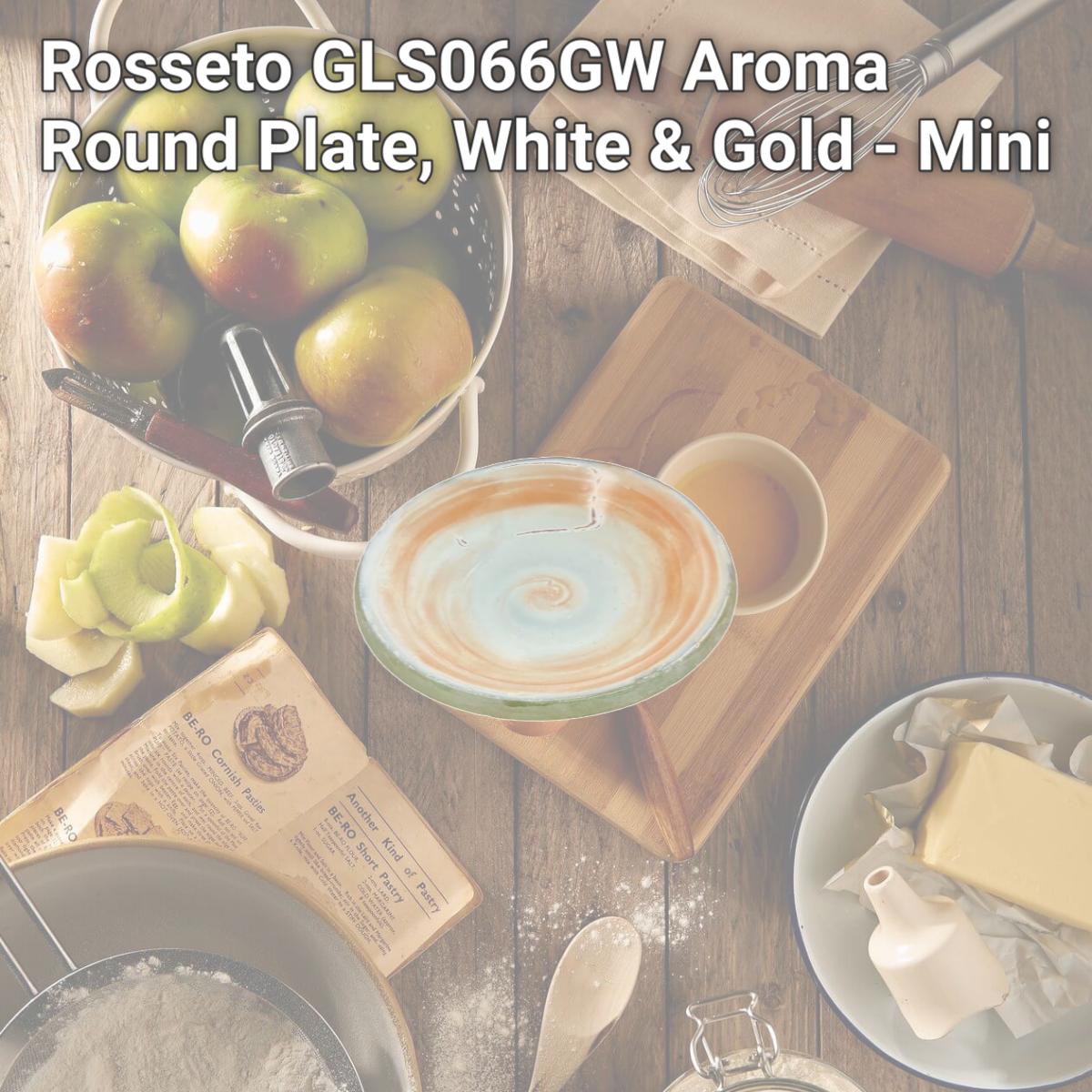 Picture of Rosseto GLS066GW Aroma Round Plate, White & Gold - Mini