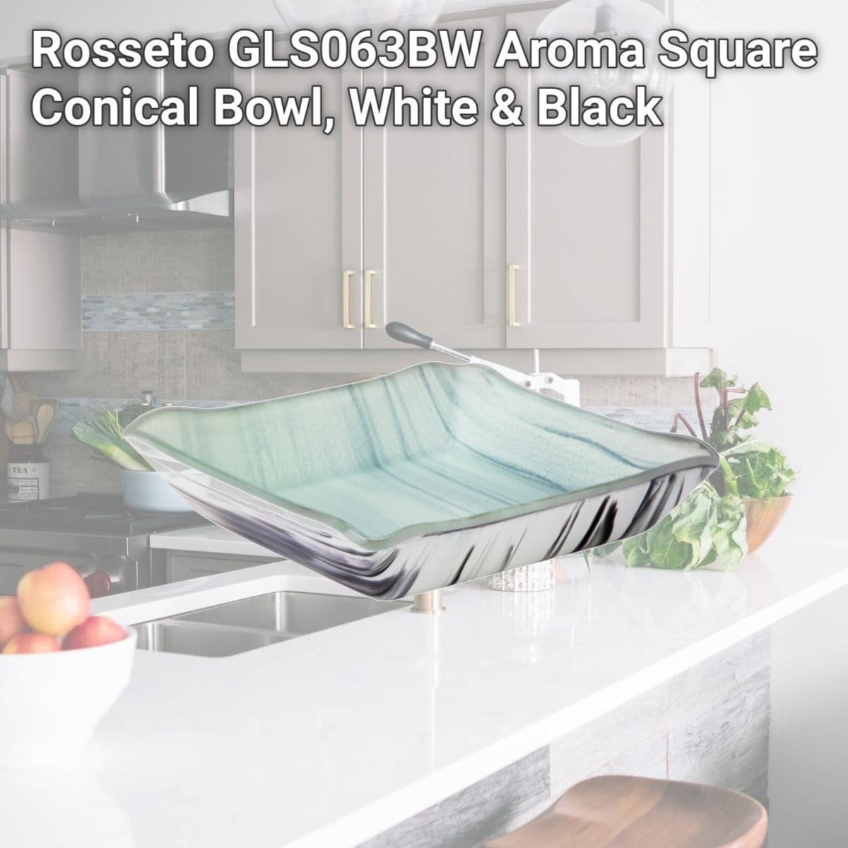 Picture of Rosseto GLS063BW Aroma Square Conical Bowl, White & Black