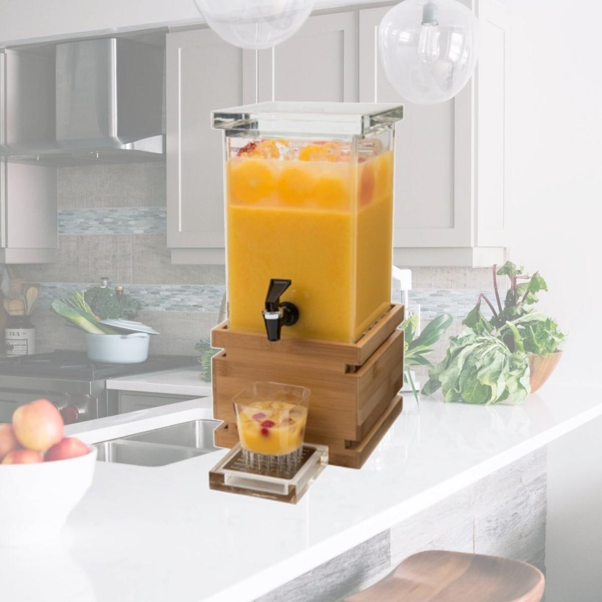 Picture of Rosseto Serving Solutions LD116 Bamboo Base Rectangle Beverage Dispenser- 1 Galoon
