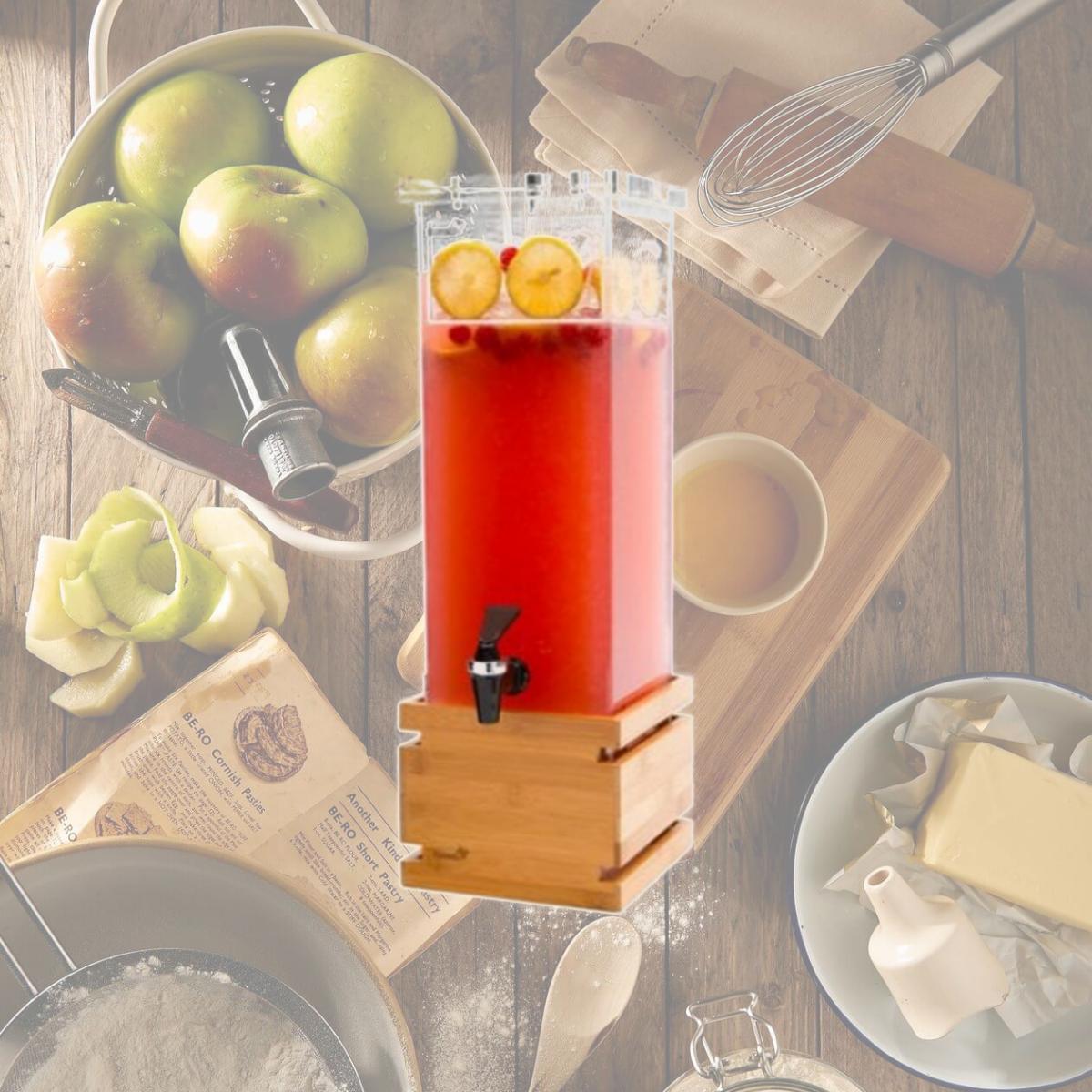 Picture of Rosseto Serving Solutions LD112 Bamboo Base Rectangle Beverage Dispenser- 2-Gallon