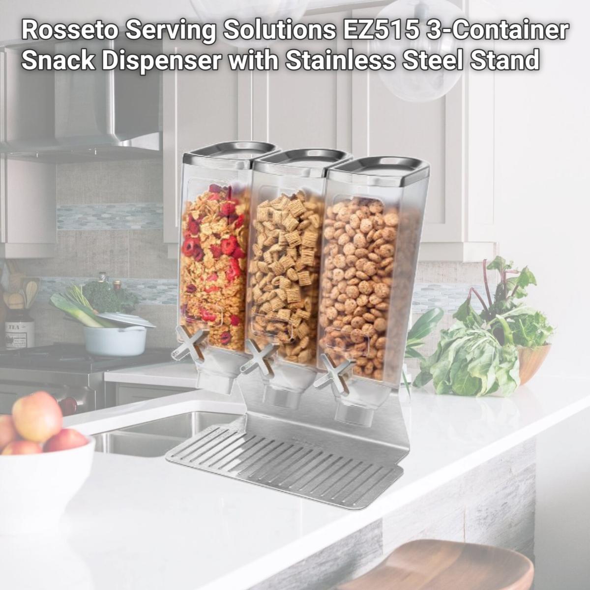 Picture of Rosseto Serving Solutions EZ515 3-Container Snack Dispenser with Stainless Steel Stand