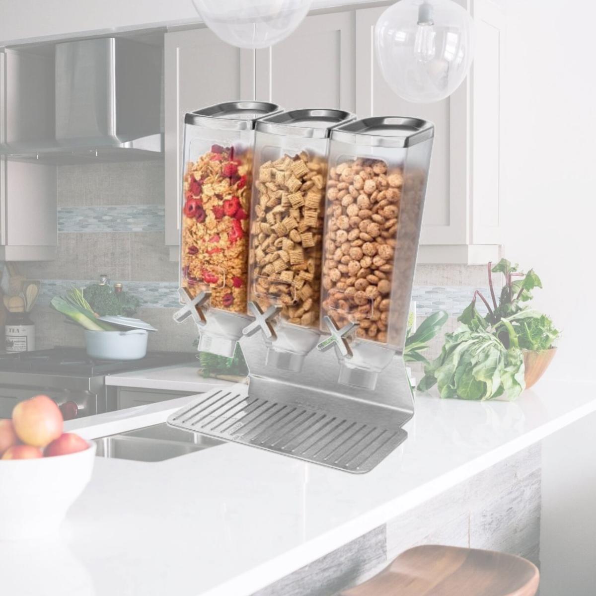Picture of Rosseto Serving Solutions EZ515 3-Container Snack Dispenser with Stainless Steel Stand