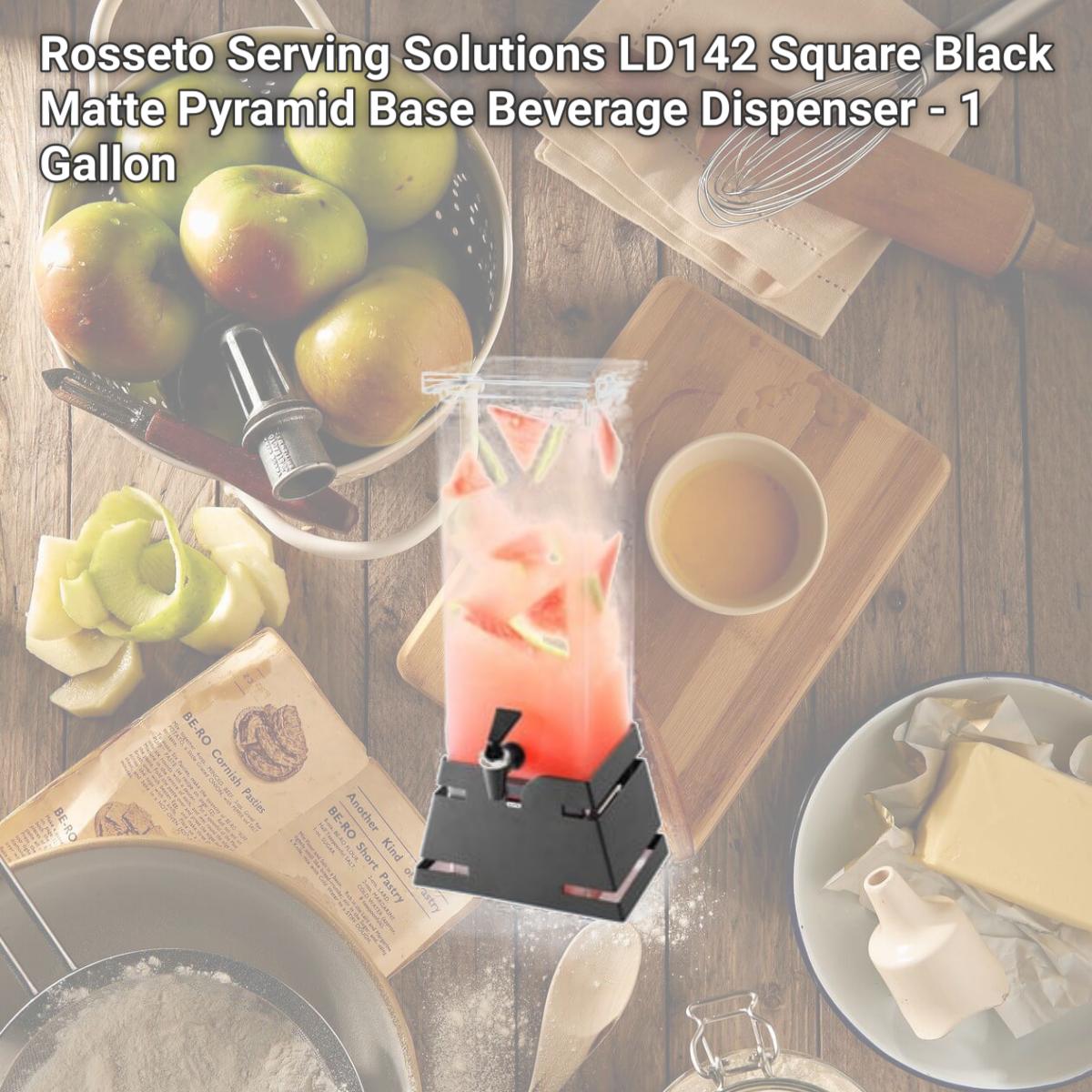 Picture of Rosseto Serving Solutions LD142 Square Black Matte Pyramid Base Beverage Dispenser - 1 Gallon