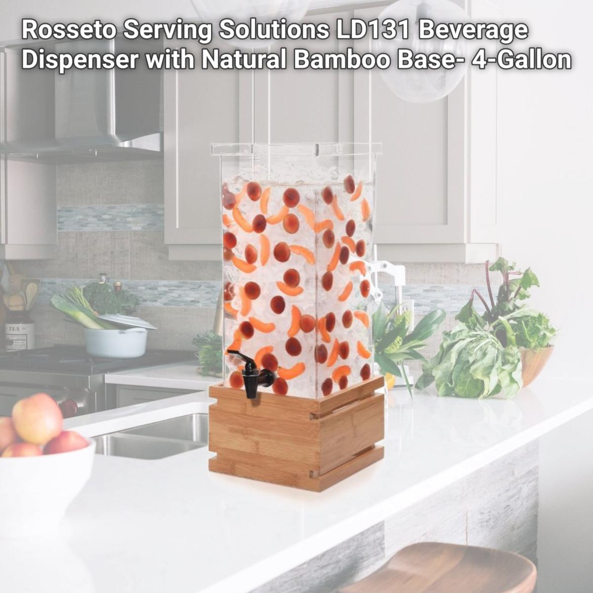 Picture of Rosseto Serving Solutions LD131 Beverage Dispenser with Natural Bamboo Base- 4-Gallon