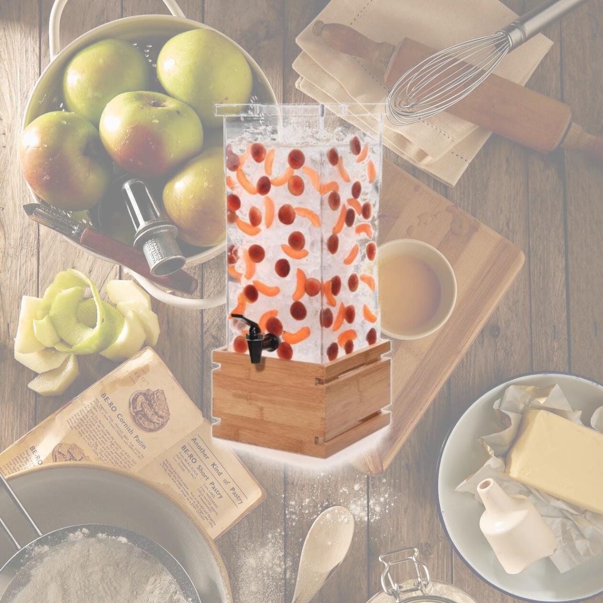 Picture of Rosseto Serving Solutions LD131 Beverage Dispenser with Natural Bamboo Base- 4-Gallon