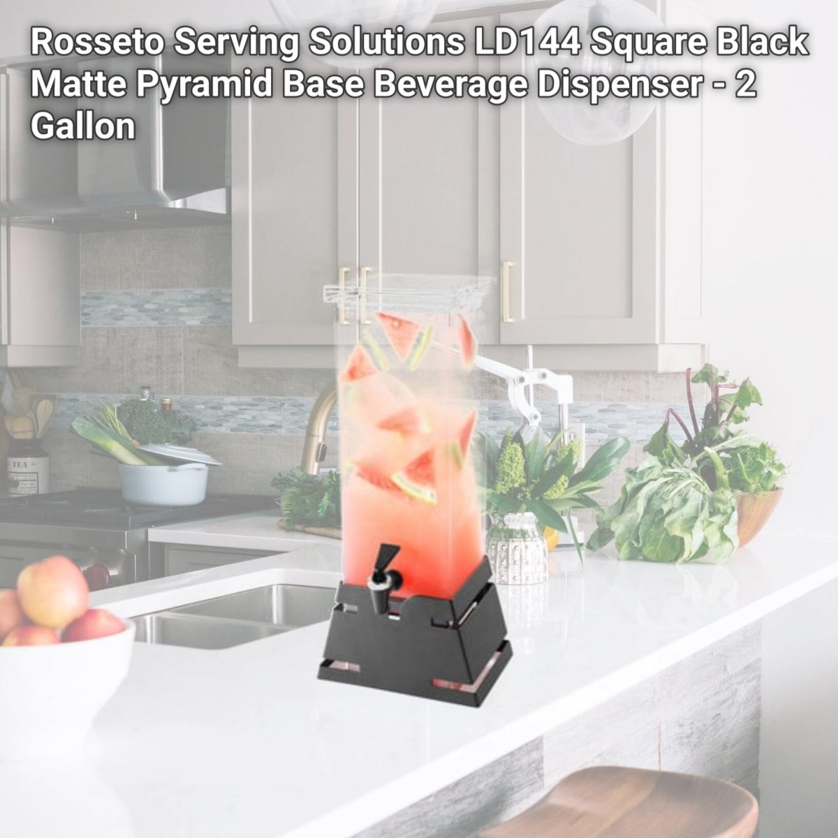 Picture of Rosseto Serving Solutions LD144 Square Black Matte Pyramid Base Beverage Dispenser - 2 Gallon