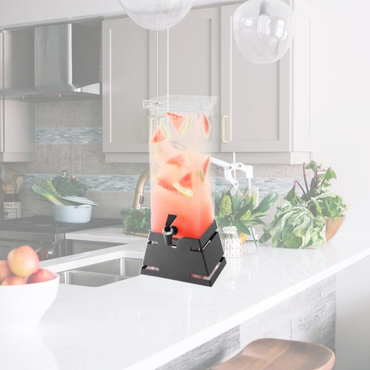 Picture of Rosseto Serving Solutions LD144 Square Black Matte Pyramid Base Beverage Dispenser - 2 Gallon