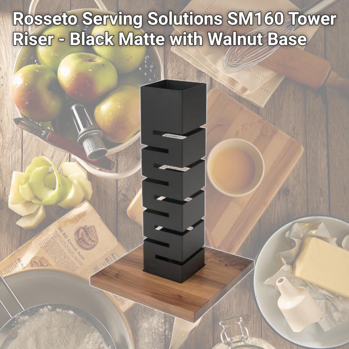 Picture of Rosseto Serving Solutions SM160 Tower Riser - Black Matte with Walnut Base