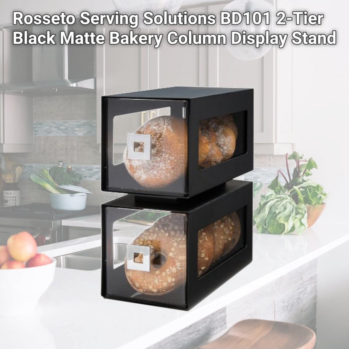 Picture of Rosseto Serving Solutions BD101 2-Tier Black Matte Bakery Column Display Stand