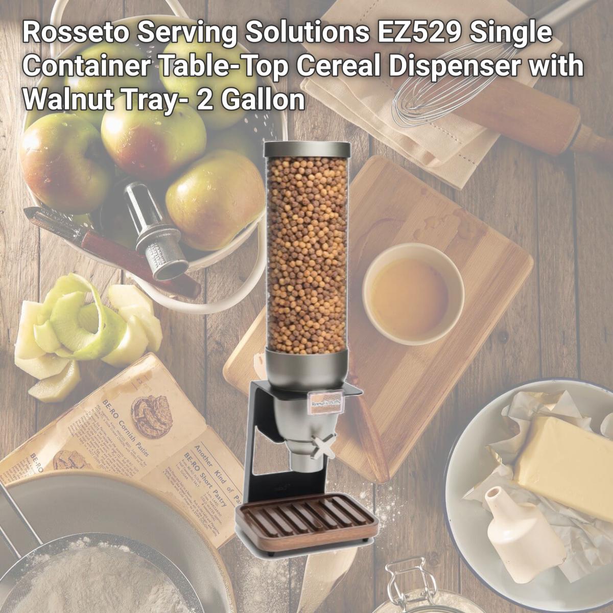 Picture of Rosseto Serving Solutions EZ529 Single Container Table-Top Cereal Dispenser with Walnut Tray- 2 Gallon