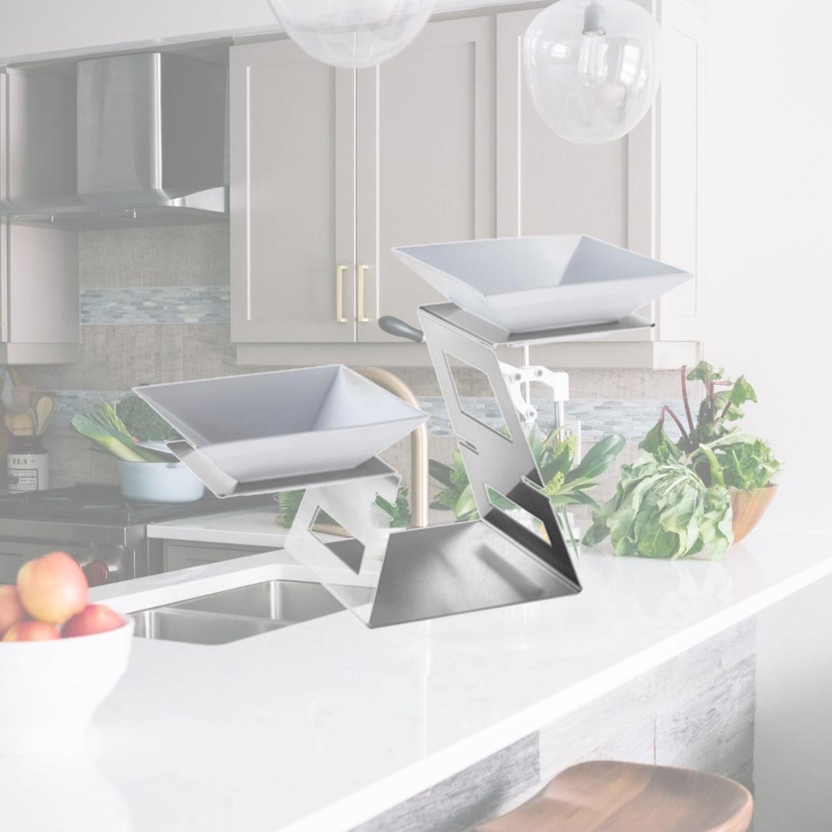 Picture of Rosseto Serving Solutions SM221 Swan Multi-Level Stainless Steel Riser System & 2 Porcelain Bowls