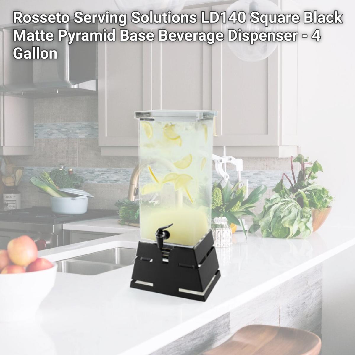 Picture of Rosseto Serving Solutions LD140 Square Black Matte Pyramid Base Beverage Dispenser - 4 Gallon