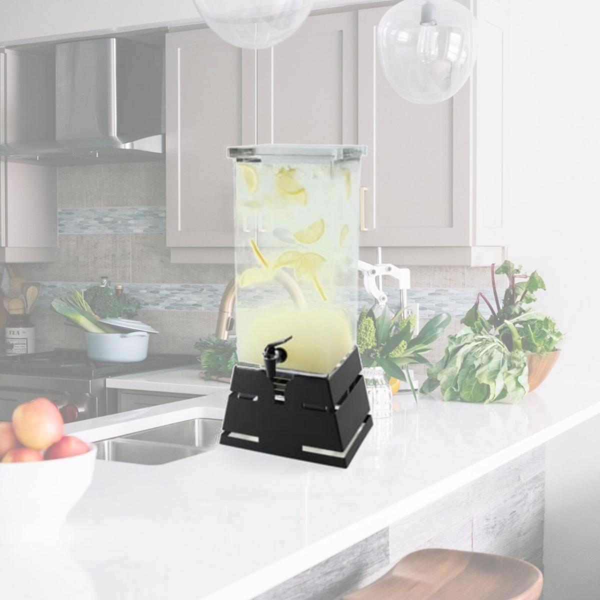Picture of Rosseto Serving Solutions LD140 Square Black Matte Pyramid Base Beverage Dispenser - 4 Gallon