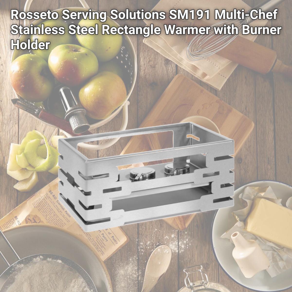 Picture of Rosseto Serving Solutions SM191 Multi-Chef Stainless Steel Rectangle Warmer with Burner Holder