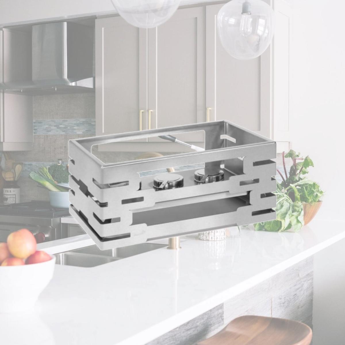 Picture of Rosseto Serving Solutions SM191 Multi-Chef Stainless Steel Rectangle Warmer with Burner Holder