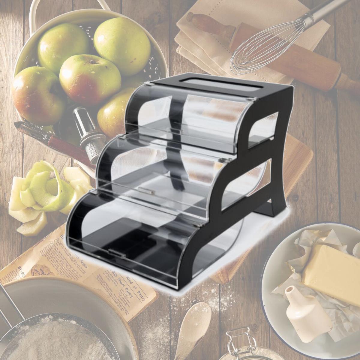 Picture of Rosseto Serving Solutions BK011 Bakery Stand 3-Tier Black Matte Frame