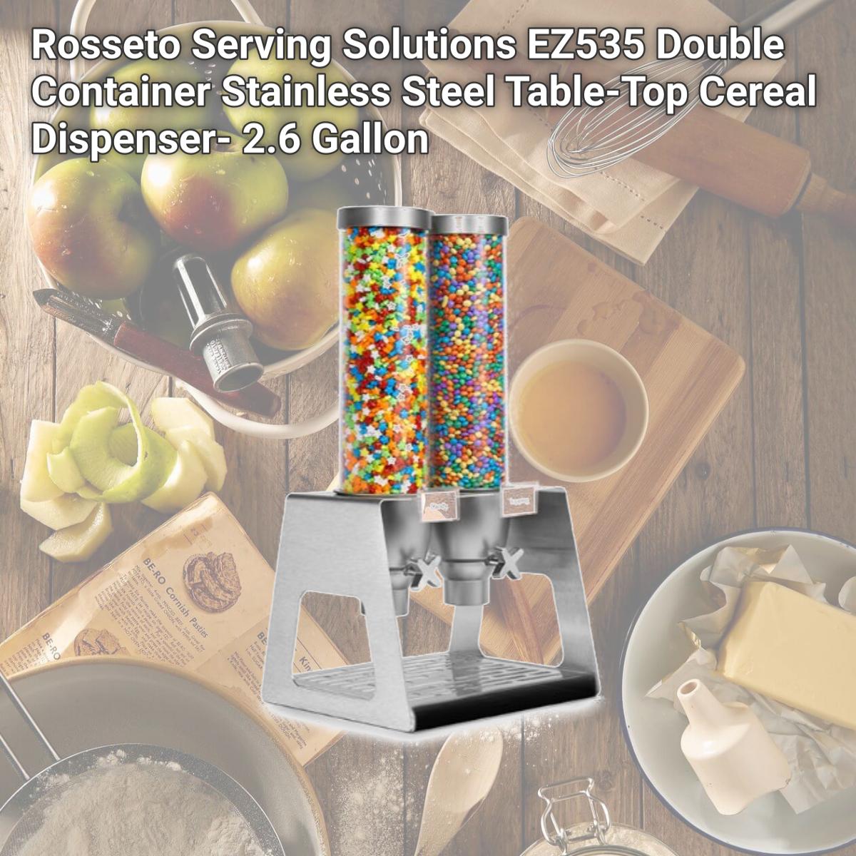 Picture of Rosseto Serving Solutions EZ535 Double Container Stainless Steel Table-Top Cereal Dispenser- 2.6 Gallon
