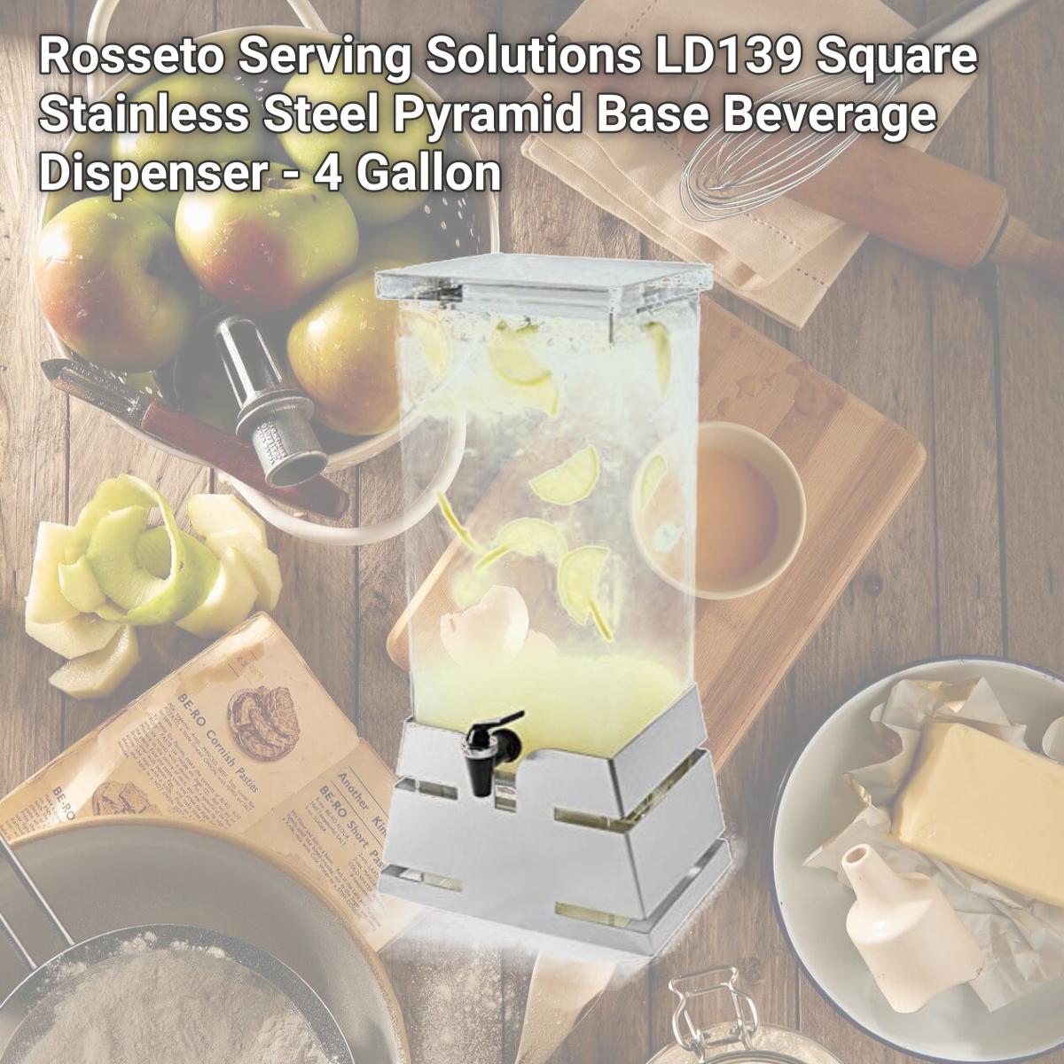 Picture of Rosseto Serving Solutions LD139 Square Stainless Steel Pyramid Base Beverage Dispenser - 4 Gallon