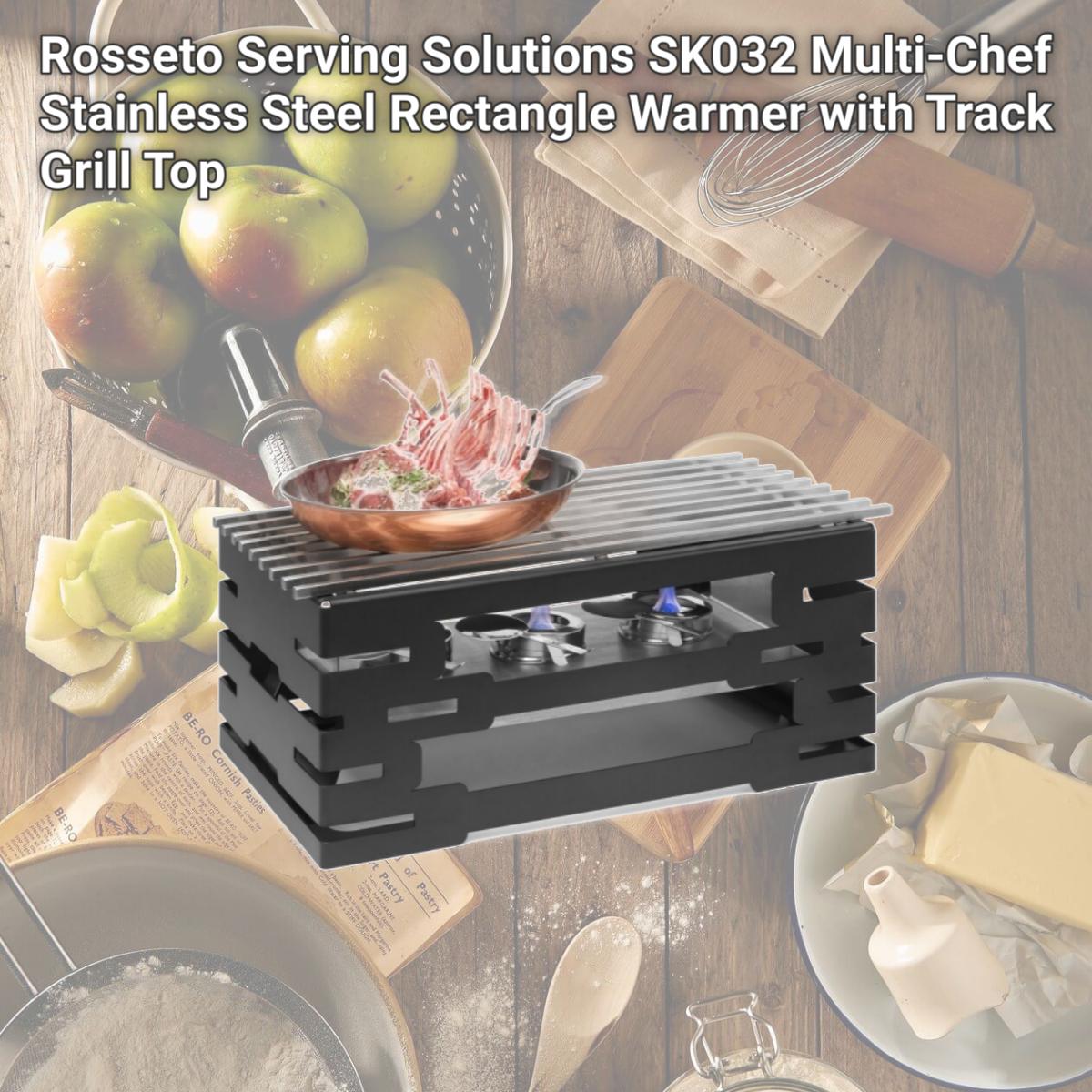 Picture of Rosseto Serving Solutions SK032 Multi-Chef Stainless Steel Rectangle Warmer with Track Grill Top
