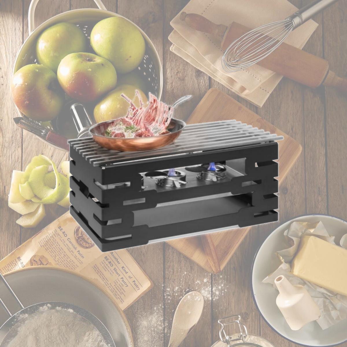 Picture of Rosseto Serving Solutions SK032 Multi-Chef Stainless Steel Rectangle Warmer with Track Grill Top