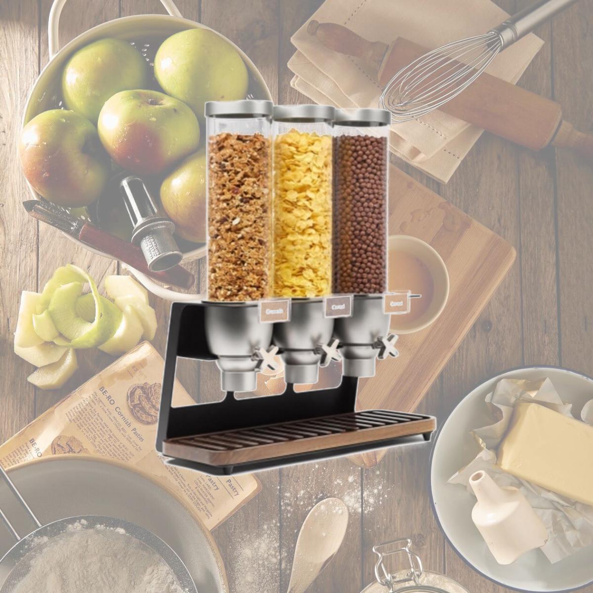 Picture of Rosseto Serving Solutions EZ520 Triple Container EZ-SERV Table-Top Cereal Dispenser- 3.9 Gallon