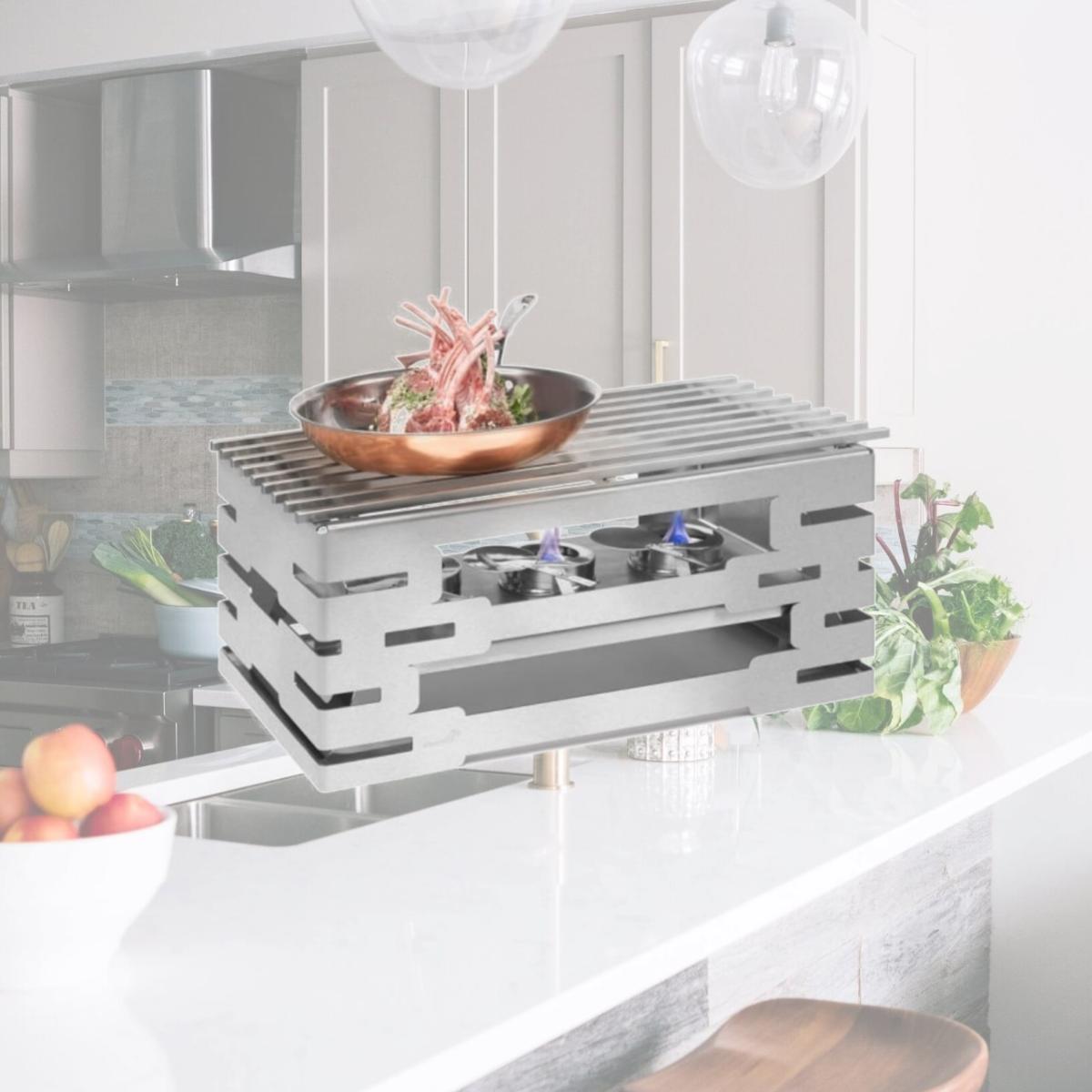 Picture of Rosseto Serving Solutions SK031 Multi-Chef Stainless Steel Rectangle Warmer with Track Grill Top