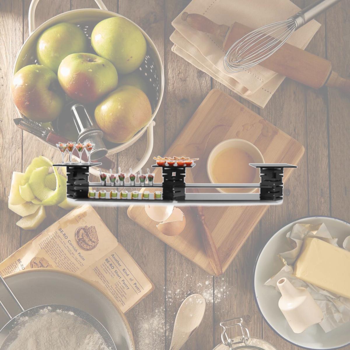Picture of Rosseto Serving Solutions SK022 10 Piece Skycap Steel and Glass Multi-Level Buffet Riser Kit- Black Matte
