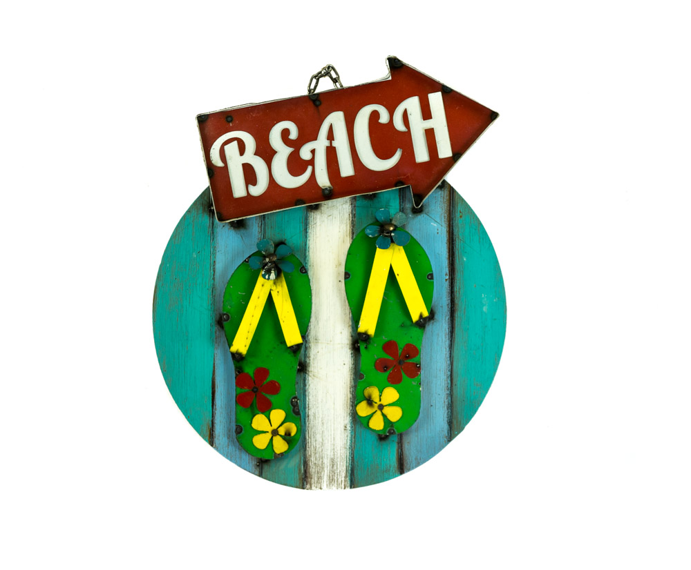 100423 Round Beach With Sandals Sign