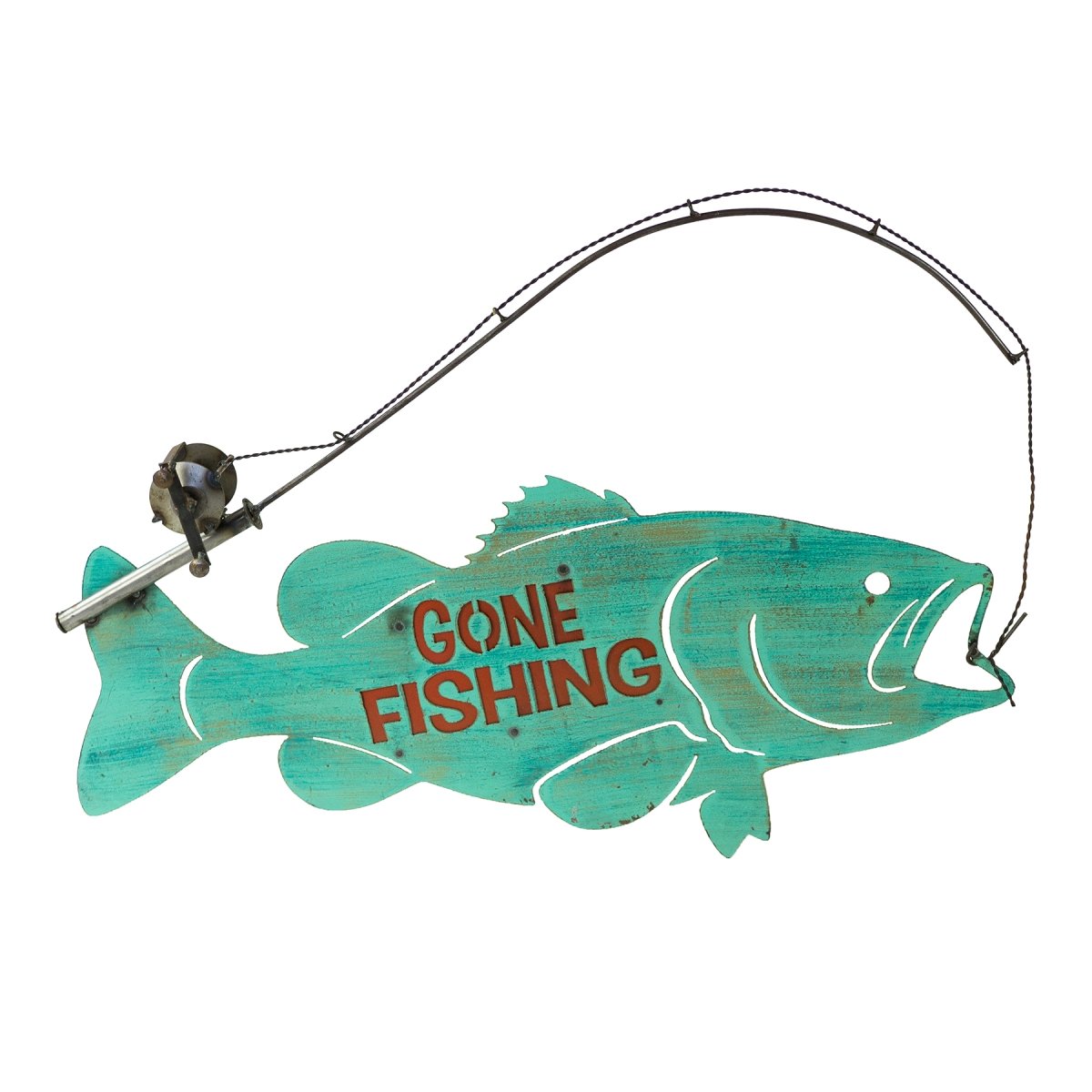100428 Go Fishing Fish With Rod Sign