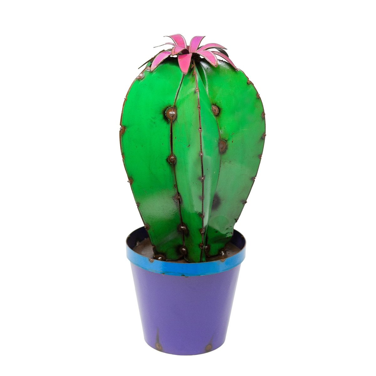 100989 Cactus In Pot With Flower Garden Statue - Tall