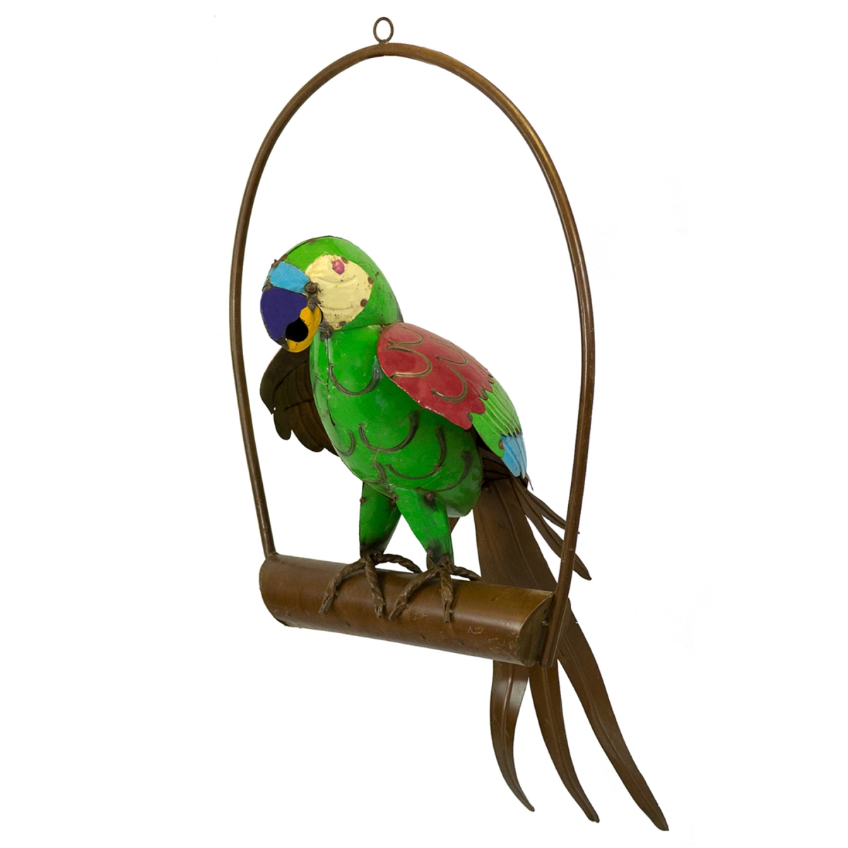 10135 Parrot On Ring Garden Statue - Medium