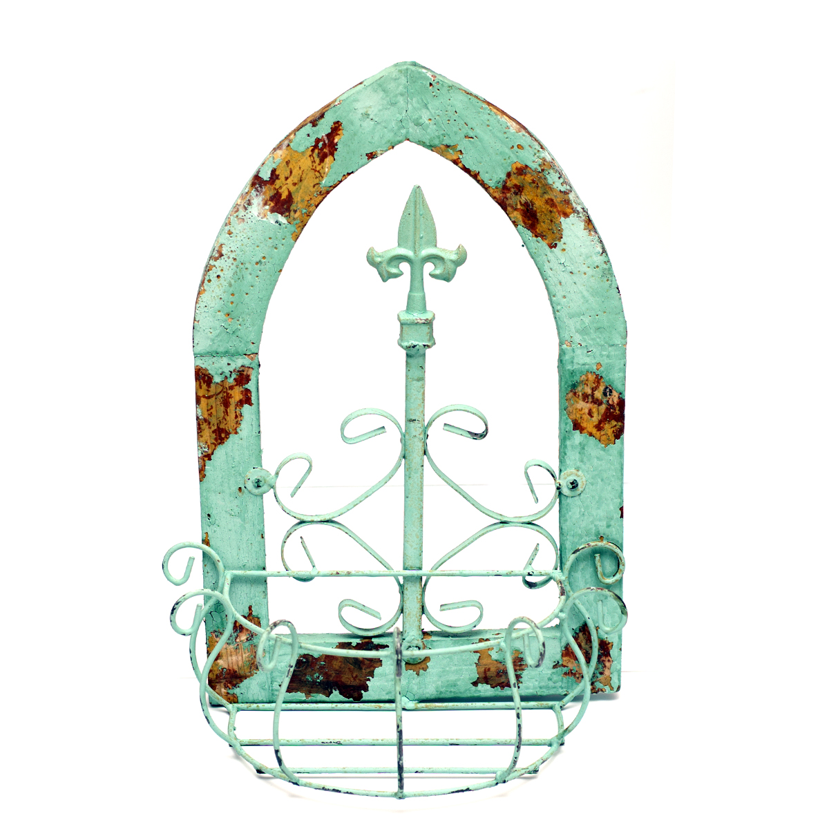 12041 Gothic Window Basket - Turquoise