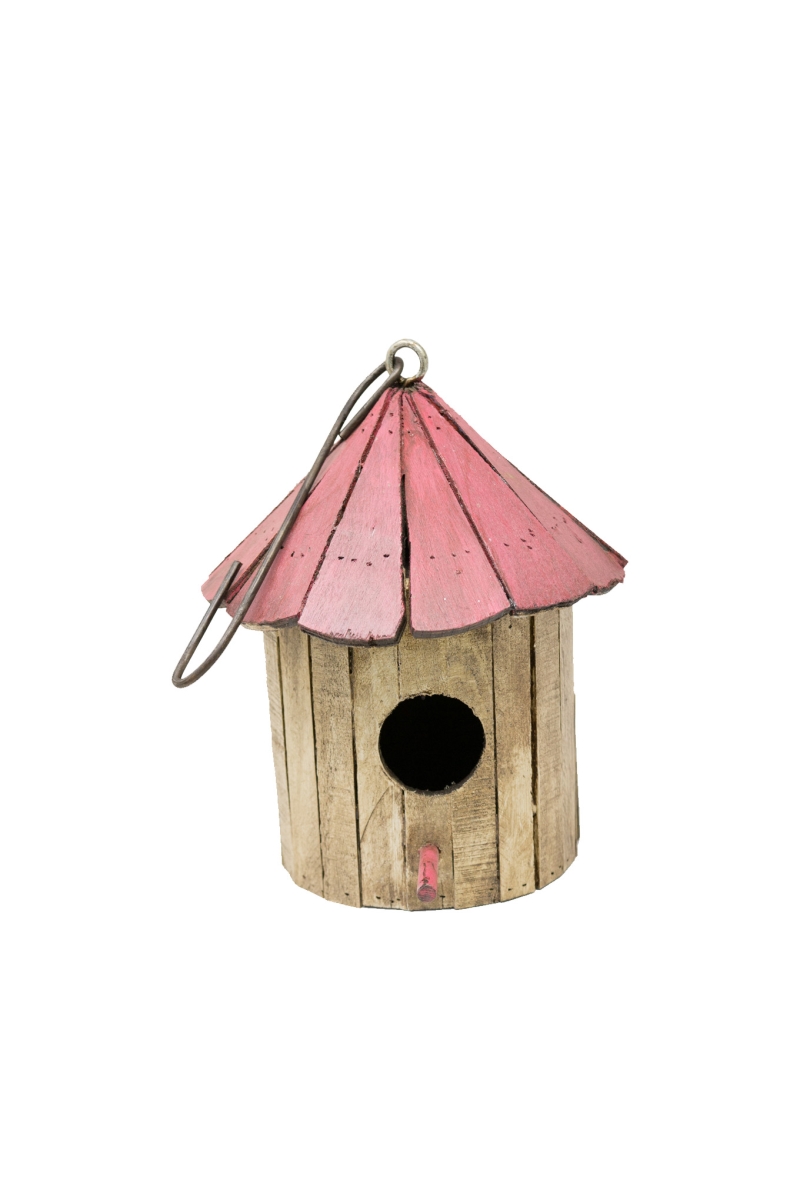12326 Mushroom Wooden Bird House, Multi Color