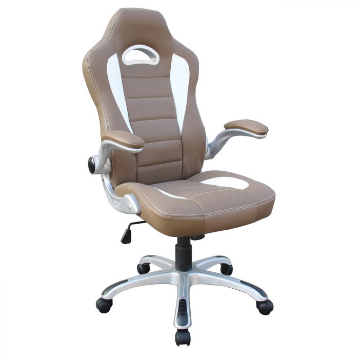 Rta -3527-cm 18.25-22 In. High Back Executive Sport Race Office Chair With Flip-up Arms, Camel