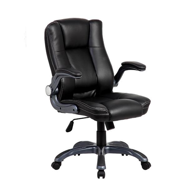Rta-4902-bk 18.25-22 In. Medium Back Executive Office Chair With Flip-up Arms, Black