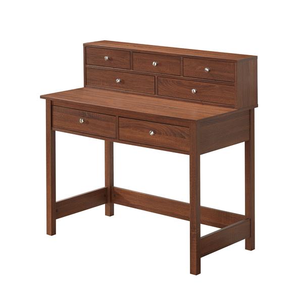 Rta-8401-oak Elegant Writing Desk With Storage & Hutch, Oak - 40.2 X 20.5 X 39.4 In.