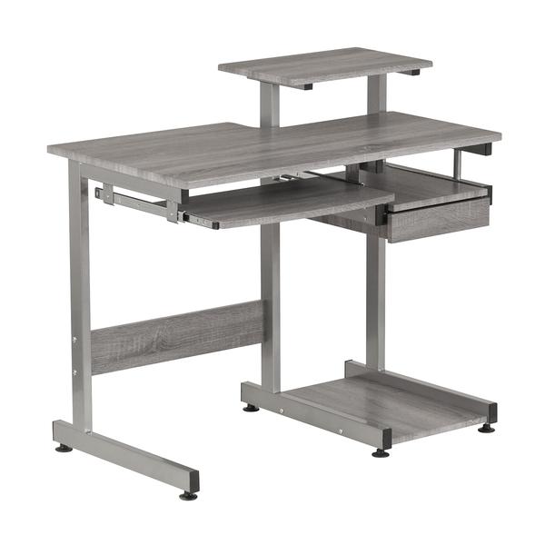 Rta-2706a-gry Complete Computer Workstation Desk, Gray - 35.25 X 37.75 X 22 In.