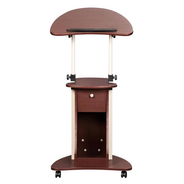 Rta-b005-ch36 Sit-to-stand Rolling Adjustable Laptop Cart With Storage, Chocolate - 31.5-45.5 X 21.75 X 17 In.