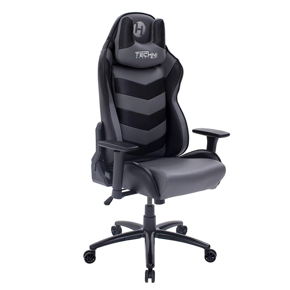 Rta-ts61-gry-bk Ergonomic High Back Racer Style Video Gaming Chair, Grey & Black