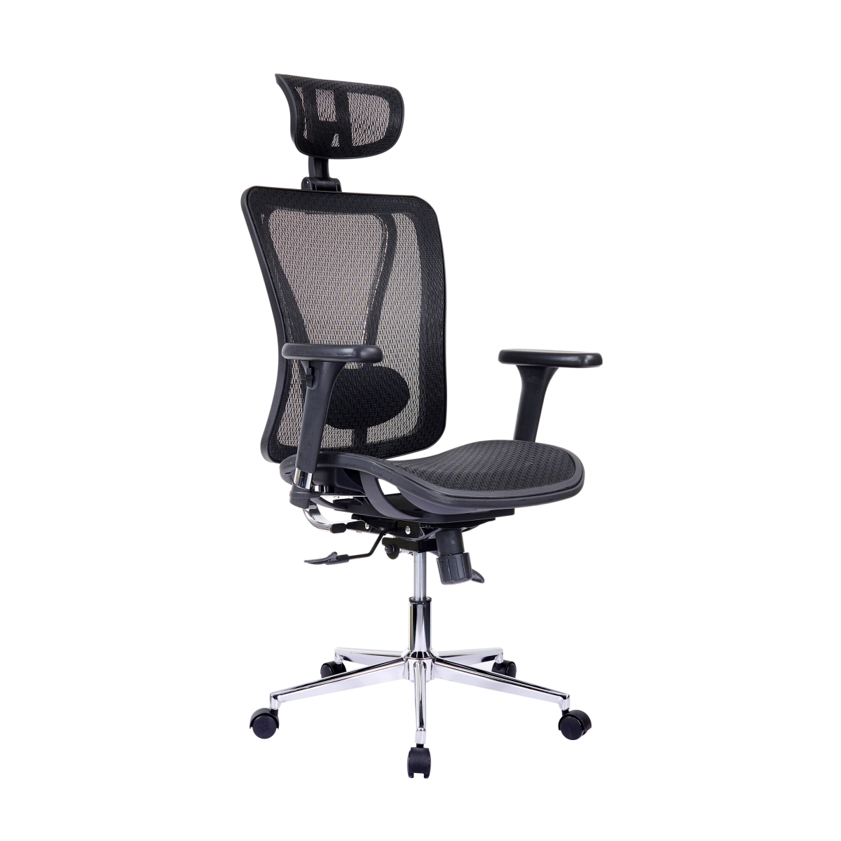 Rta-1009-bk High Back Executive Mesh Office Chair With Arms, Headrest & Lumbar Support, Black - 24.5 X 26.5 X 40.25 In.