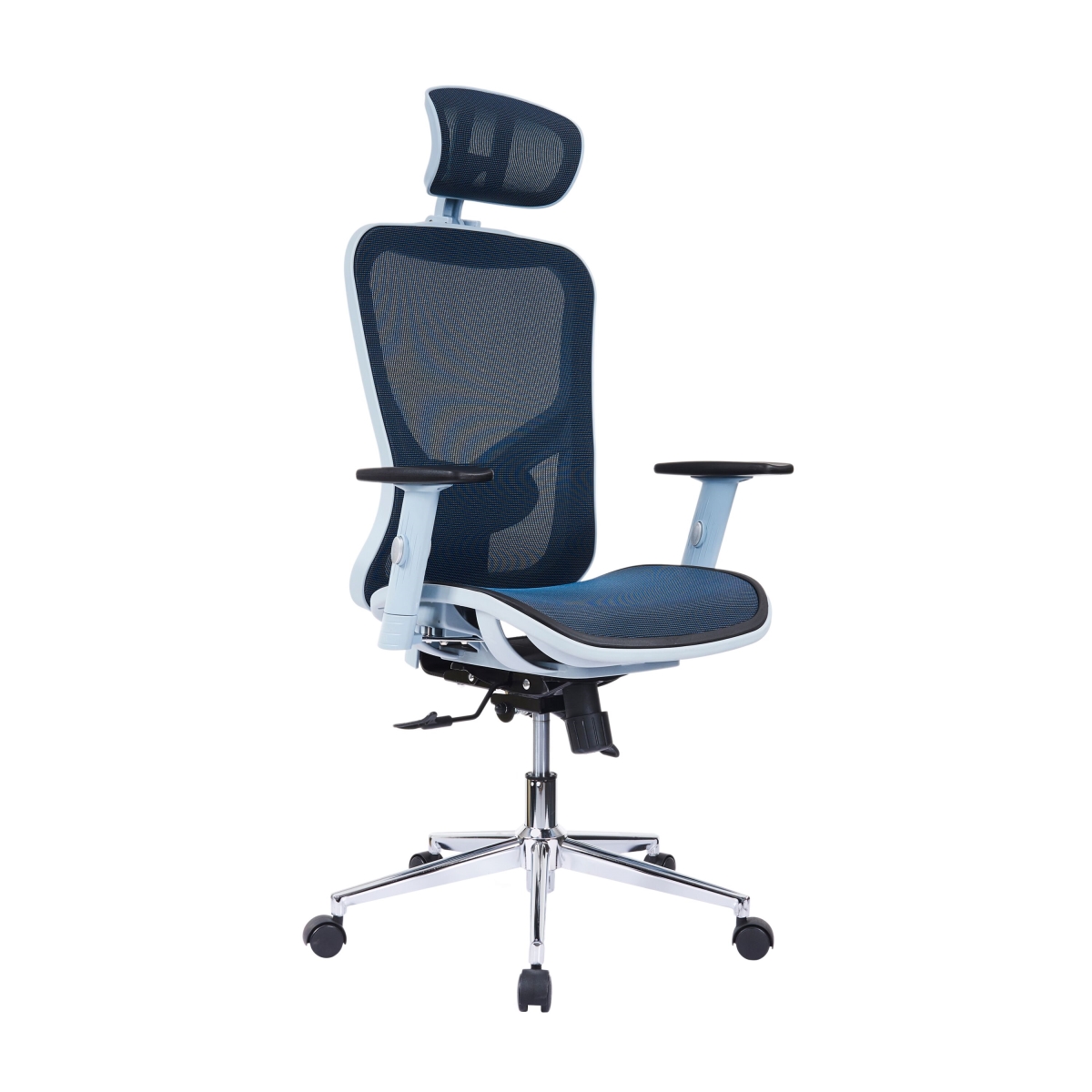 Rta-1008-bl High Back Executive Mesh Office Chair With Arms, Headrest & Lumbar Support, Blue - 25.5 X 24.5 X 40.5 To 51.5 In.