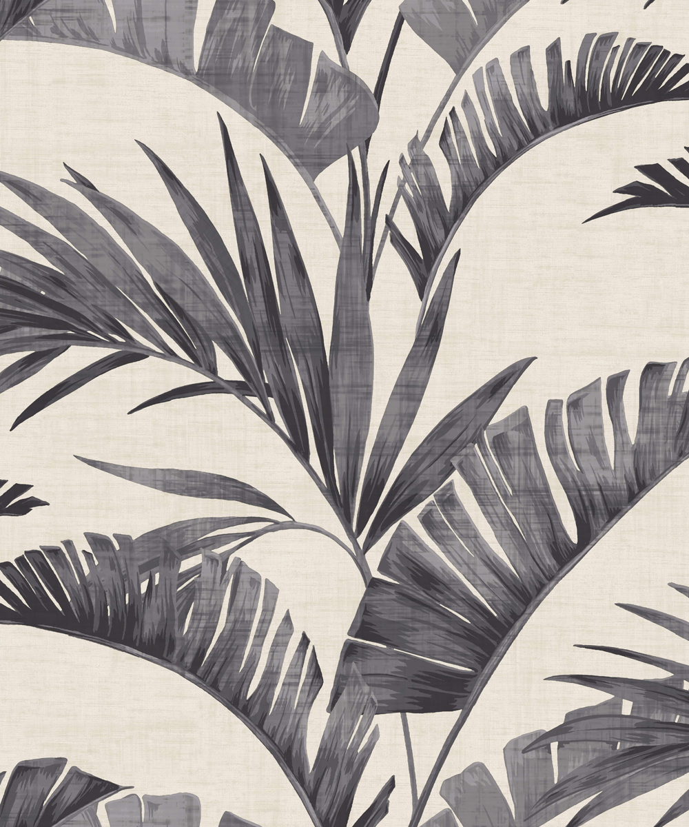 610601 Banana Palm Non-woven Wallpaper, Charcoal