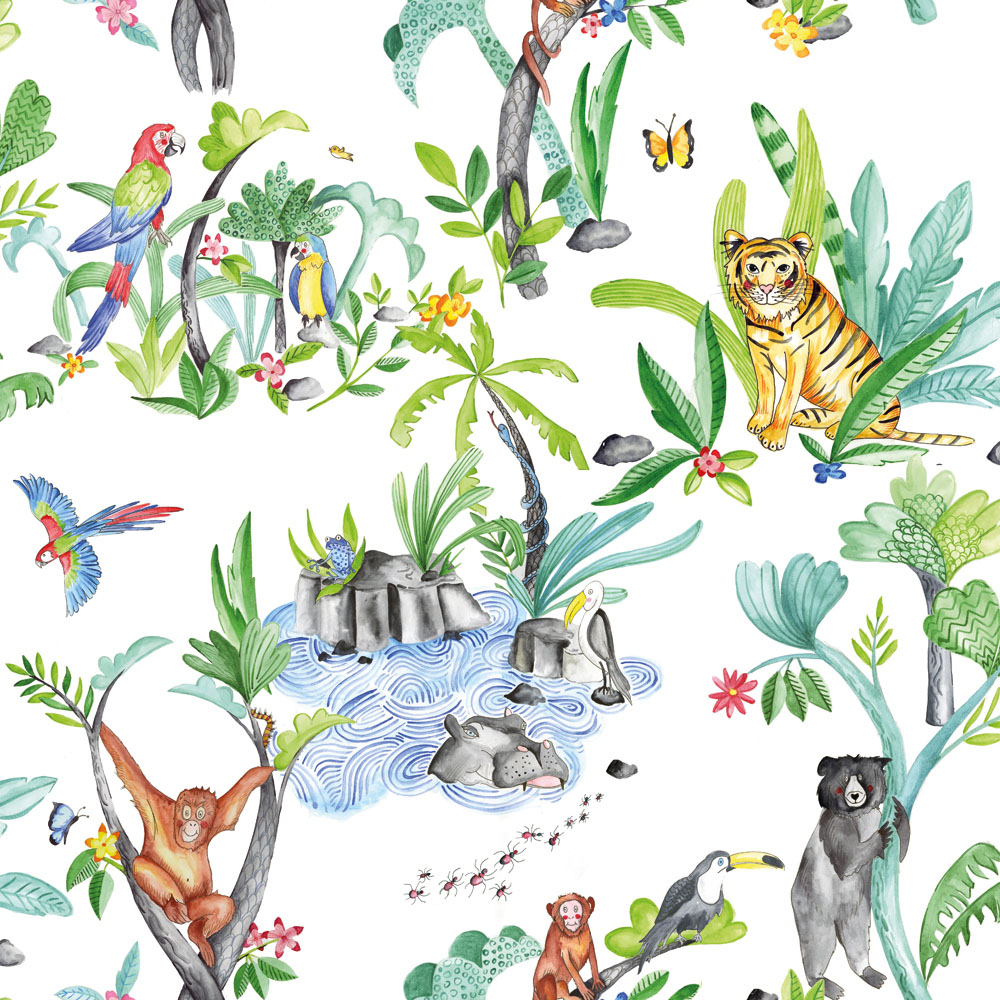 696008 Jungle Mania Wallpaper, Multi-color