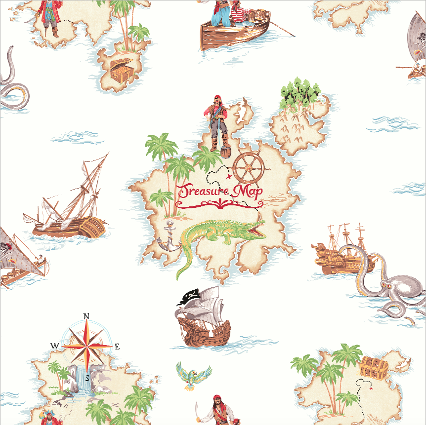 696107 Pirates Ahoy Wallpaper, Multi-color