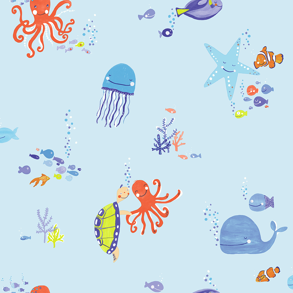 696202 Underwater Fun Wallpaper, Blue