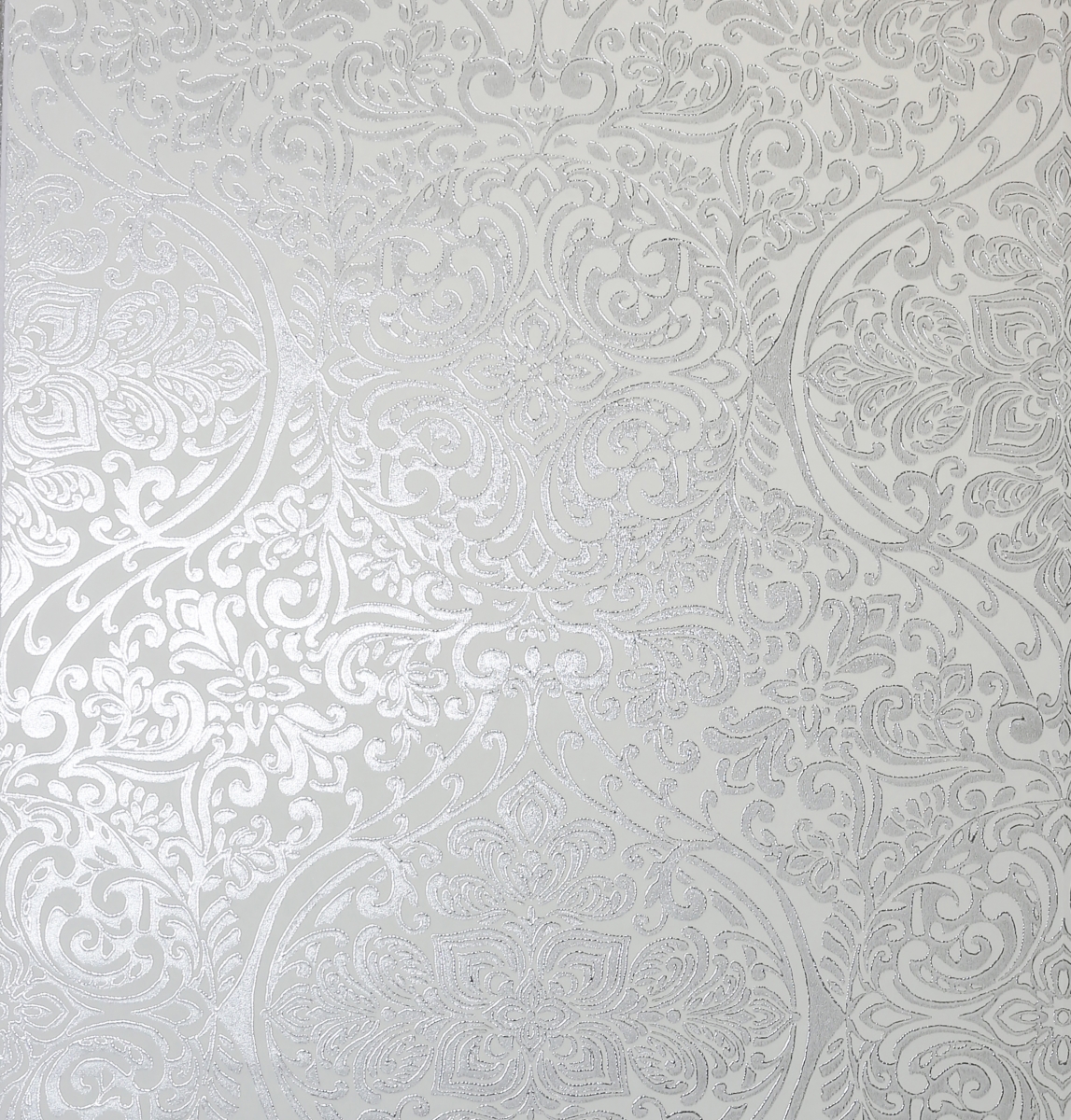903303 Ogee Kiss Foil Non-woven Wallpaper, Silver